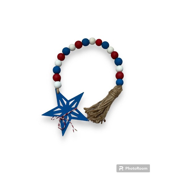 ⤵️🆕 Patriotic handmade Wood Bead Garland | Farmhouse garland | 4th of July - Picture 4 of 12